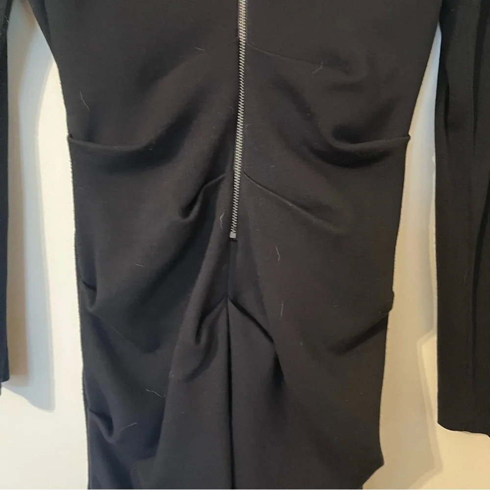 Nicole Miller Artelier Cali Ponte Dress Black Ruched Off-Shoulder Bodycon Med - Picture 8 of 14